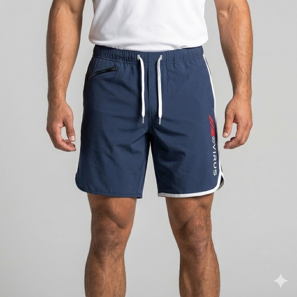 Virus Action Sport Performance Training Gym Shorts Large Blue EUC